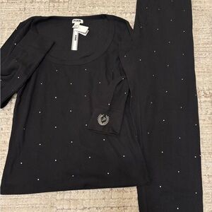 PINK Victoria's Secret Black Rhinestone Pajama Set